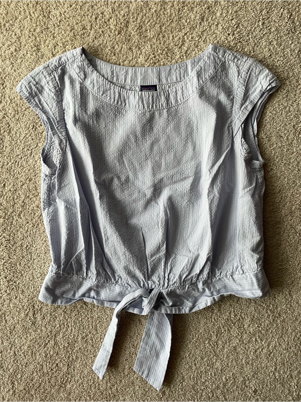 Patagonia Organic Cotton Light Lavendar Tie-Waist Top Women’s Size Small Summer